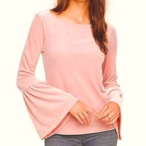 Ann Taylor Pink Velour Bell Sleeve Top Size L